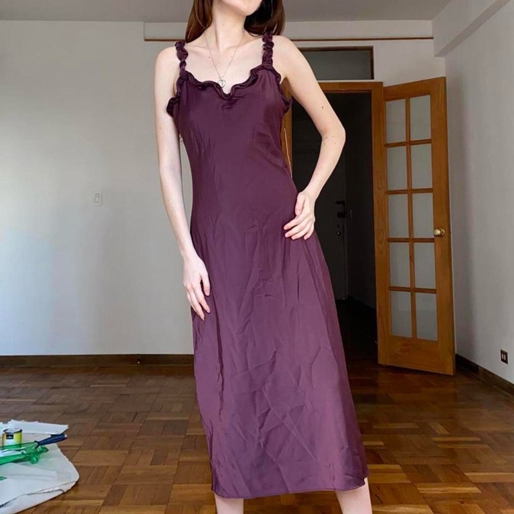 Betsey Johnson aubergine ruffle dress NWT